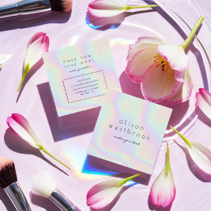 Cartão De Visita Quadrado Artista holográfico moderno monocórnio arco-íris