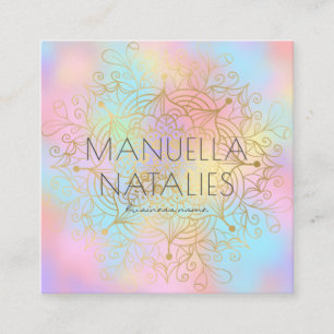 Cartão De Visita Quadrado Artista Moderno Dourado Mandala Pastel