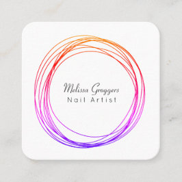 Cartão De Visita Quadrado Artista Nail Moderno Faux Circulares Dourados Mão 