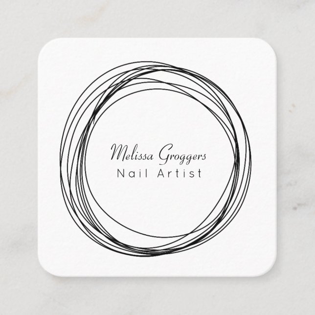 Cartão De Visita Quadrado Artista Nail Moderno Faux Circulares Dourados Mão  (Frente)