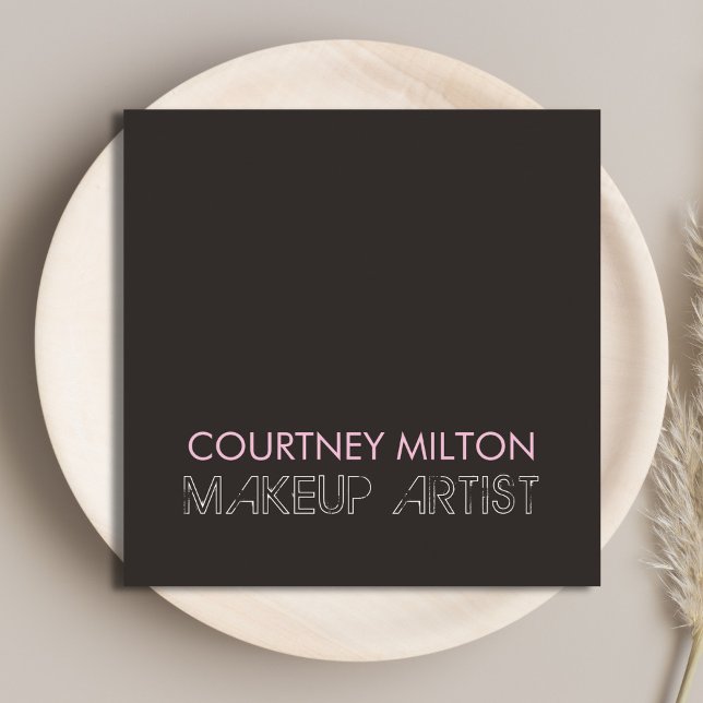 Cartão De Visita Quadrado Artista Simples Elegante Dark Makeup (Criador carregado)