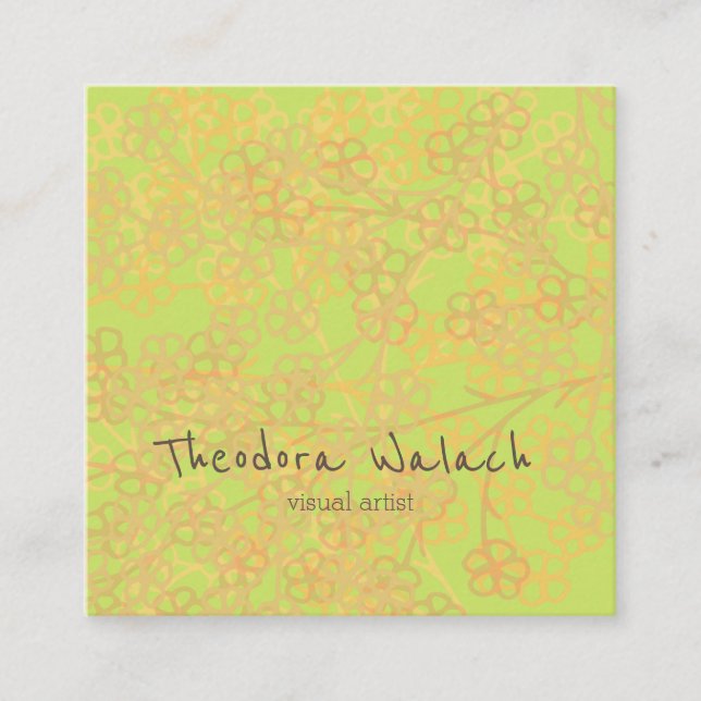 Cartão De Visita Quadrado Artista Vibrante Floral Abstrato Professional (Frente)