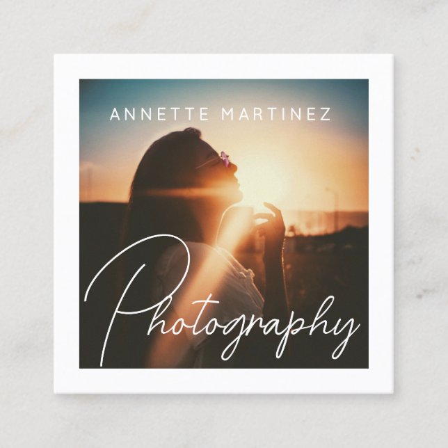 Cartão De Visita Quadrado Artistic photo white frame photography  (Frente)