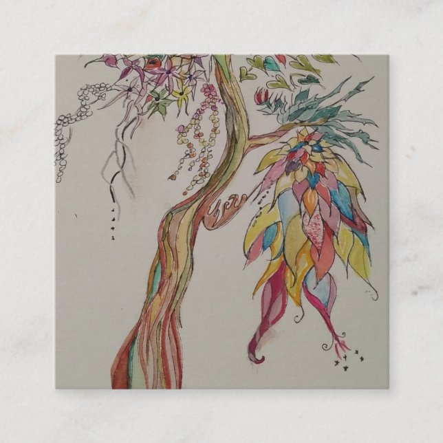 Cartão De Visita Quadrado Árvore Ancestral Transcendente (Frente)