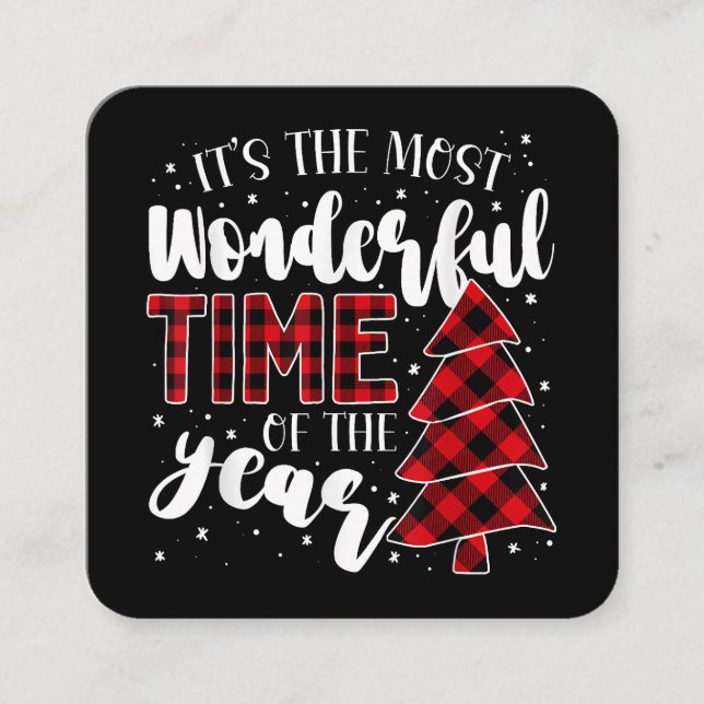 Cartão De Visita Quadrado Árvores de Natal É a época mais maravilhosa (Frente)