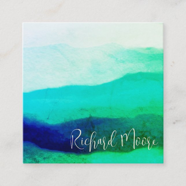 Cartão De Visita Quadrado Assinatura de abstrato verde esmeralda exclusiva (Frente)