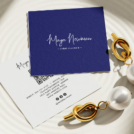 Cartão De Visita Quadrado ASSINATURA DO MARINHO AZUL Código QR Mínimo CHIC M