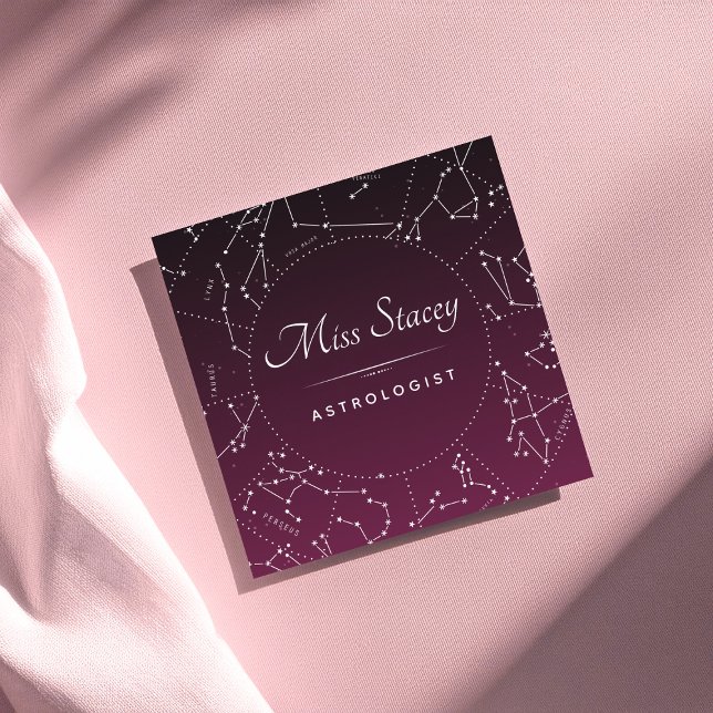 Cartão De Visita Quadrado Astrologista Constelação de Ombre Roxo Energy (Criador carregado)