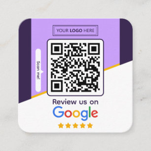 Cartão De Visita Quadrado Avaliações do Google Código QR do link de avalia