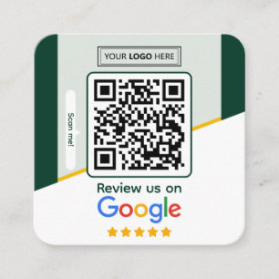 Cartão De Visita Quadrado Avaliações do Google   Código QR do link de revisã