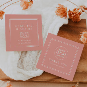 Cartão De Visita Quadrado AVERY Minimal Blush Peach Logo Share Obrigado