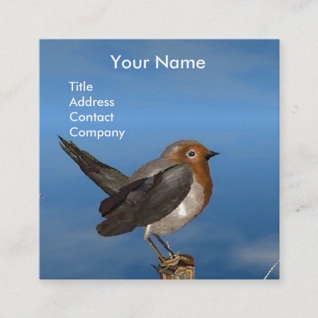 CARTÃO DE VISITA QUADRADO AVES HÍPICAS/MONOGRAMA DA MAMA VERMELHA ROBINA (Frente)