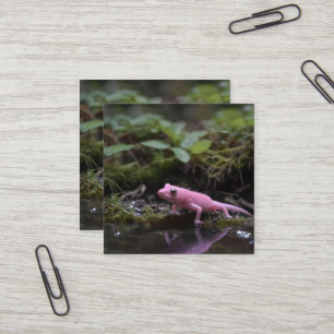 Cartão De Visita Quadrado Axolotl Cor-De-Rosa Abaixo Do Rio,