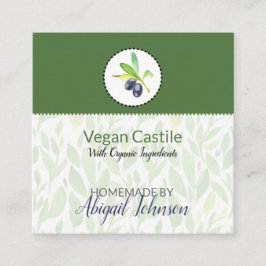 Cartão De Visita Quadrado Azeite de Oliva Puro Rótulo para Banho e Corpo Cas