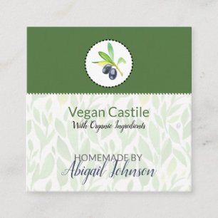 Cartão De Visita Quadrado Azeite de Oliva Puro Rótulo para Banho e Corpo Cas