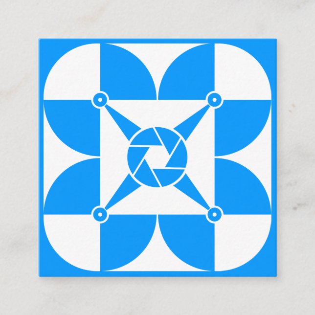 Cartão De Visita Quadrado Azul cobrir artístico do drone (Frente)