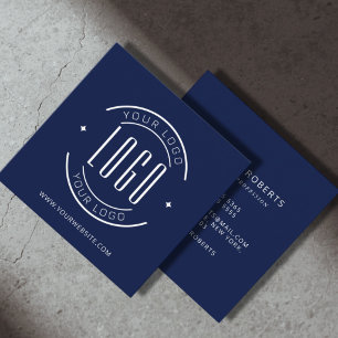 Cartão De Visita Quadrado Azul marinho moderno simples adicione seu logotipo
