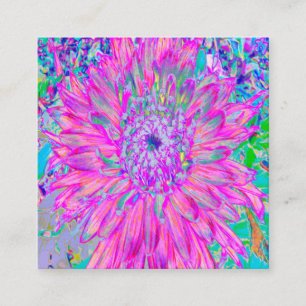 Cartão De Visita Quadrado Azul rosa legal e Artsy Roxo Dahlia Bloom