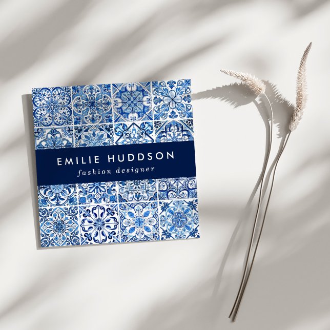 Cartão De Visita Quadrado Azulejos do Mediterrâneo, Portugal, Azulejo, Majol (Criador carregado)