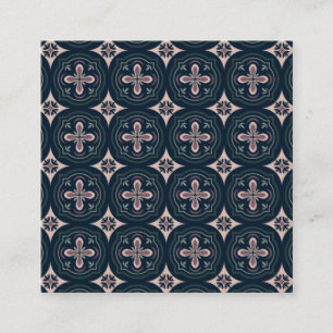 Cartão De Visita Quadrado azulejos geométricos florais de cores terrosas