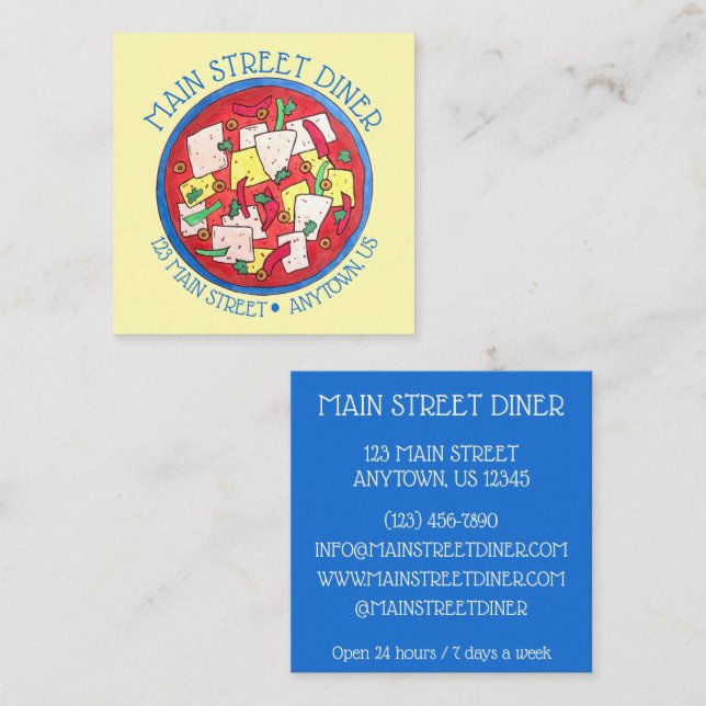 Cartão De Visita Quadrado Bacalao Porto Rico Cuisine Salgada Peixe-Bacalhau (Frente/Verso)