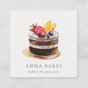 CARTÃO DE VISITA QUADRADO BACIA DE CUPCAKES DE GOLPE FLORAL DE FRUTA TRENDY