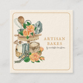 Cartão De Visita Quadrado Baker Bakery Baking Utensils