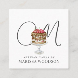 Cartão De Visita Quadrado Baker Pasteleiro Pink Elegante