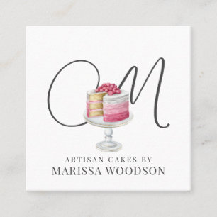 Cartão De Visita Quadrado Baker Pasteleiro Pink Elegante