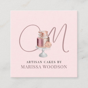 Cartão De Visita Quadrado Baker Pasteleiro Pink Elegante