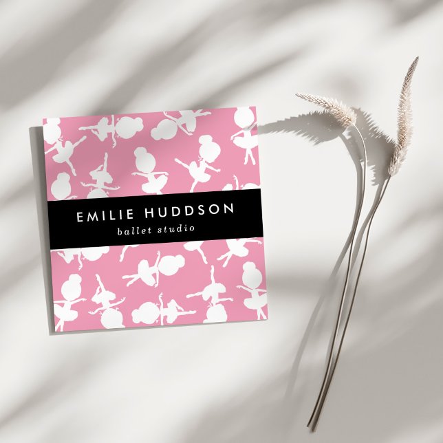 Cartão De Visita Quadrado Ballerina Patterna, Professora Balé, Dance Studio (Criador carregado)