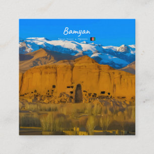 Cartão De Visita Quadrado Bamyan, Afeganistão - Vale do Penhasco de Buda