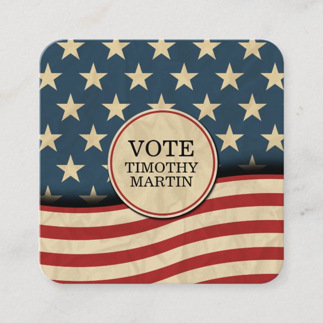 Cartão De Visita Quadrado Bandeira Americana (Frente)