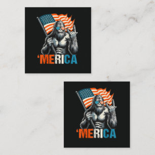 Cartão De Visita Quadrado Bandeira Americana da Rocha Bigfoot Merica