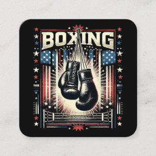 Cartão De Visita Quadrado Bandeira Americana Incomodada - Boxer Vintage Bo