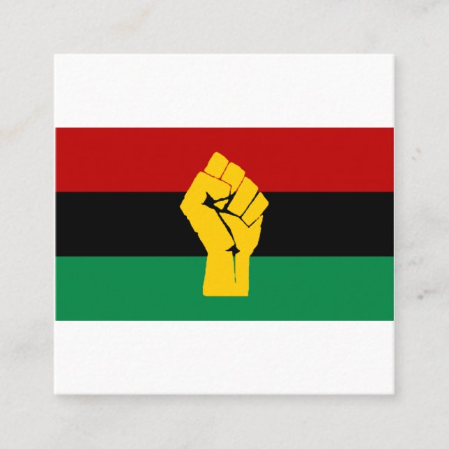 Cartão De Visita Quadrado Bandeira Pan-Africana de Energia Negra (Frente)
