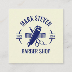 Cartão De Visita Quadrado Barbearia Vintage Bege Colorido Cabelo estiloso