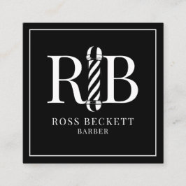Cartão De Visita Quadrado Barber Polar Barber - Cabelo Preto