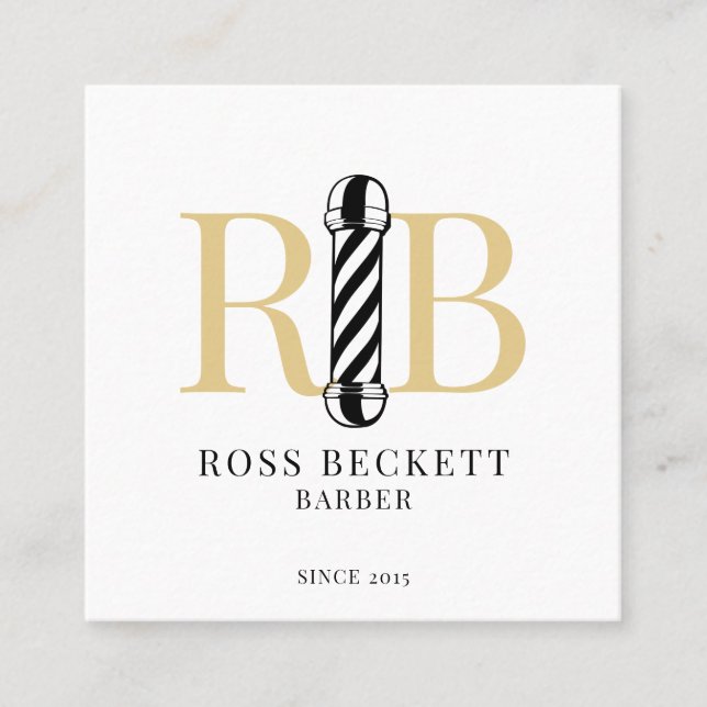 Cartão De Visita Quadrado Barber Pole Barber Hair Stylist (Frente)