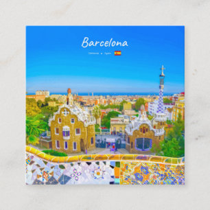 Cartão De Visita Quadrado Barcelona, Espanha - Parque Güell Mosaico Gaudí