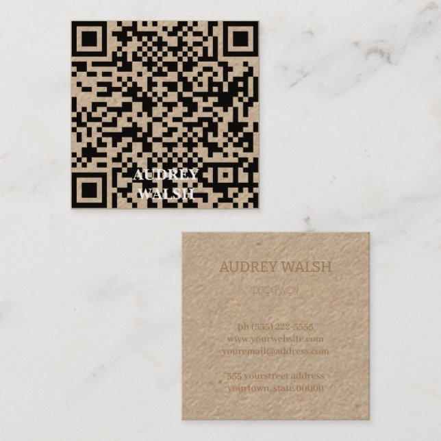 Cartão De Visita Quadrado Barramento quadrado com código Quar moderno (Frente/Verso)
