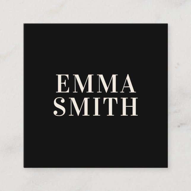 Cartão De Visita Quadrado Barramento Quadrado de Creme Negro Elegante Modern (Frente)