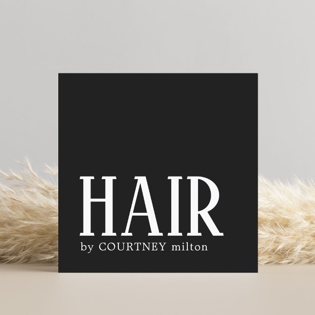 Cartão De Visita Quadrado Barramento Quadrado Simples de Cabelo Branco Preto (Criador carregado)