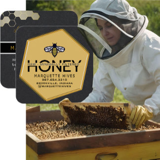 Cartão De Visita Quadrado Bebê Negra Amarelo-Amarelo-Mel Moderno