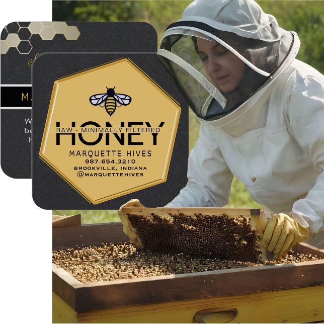 Cartão De Visita Quadrado Bebê Negra Amarelo-Amarelo-Mel Moderno (Criador carregado)