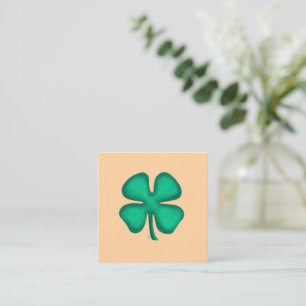 Cartão de visita quadrado bege Lucky 4 Leaf Irish