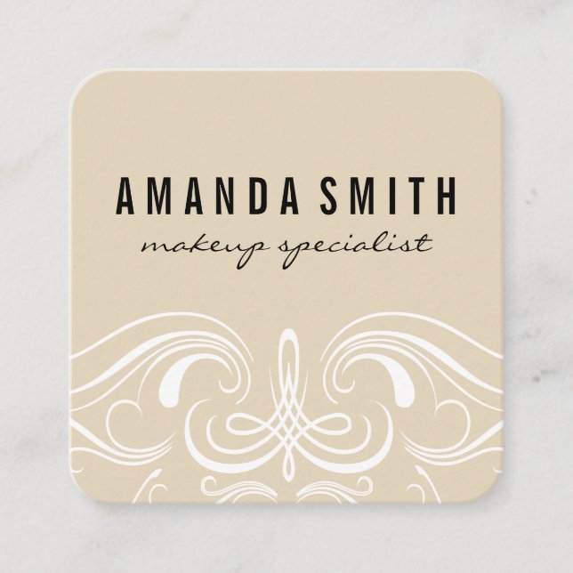 Cartão De Visita Quadrado beige de Elementos para ricos (Frente)