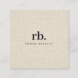 Cartão De Visita Quadrado Beige Linen Fabric Effect Elegant QR Code