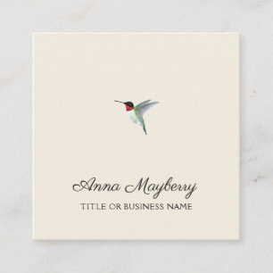 Cartão De Visita Quadrado Beige Ruby-throated Hummingbird Square Business Ca