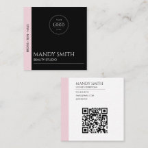 Beleza de Logotipo QR Rosa e Preto Moderno
